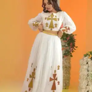 Habesha Crop Top & Skirt Dress – Ethiopian & Eritrean Traditional Fashion for Women